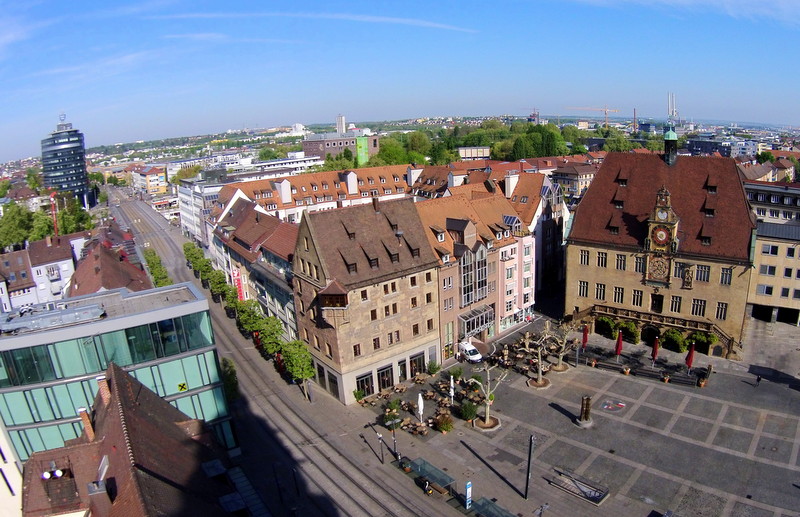Luftbild, Heilbronner Rathaus
